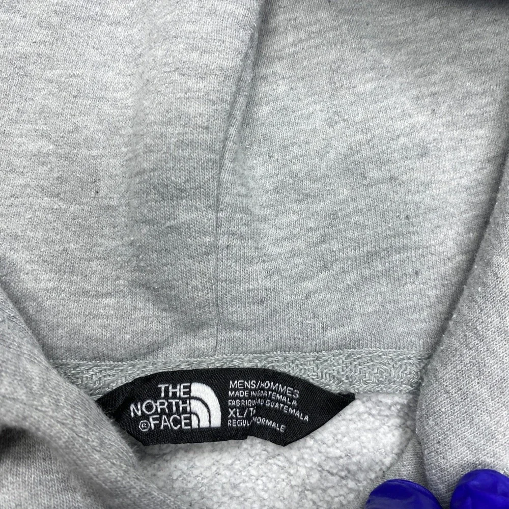 The North Face Hoodie Mens XL Gray USA Graphic Flag Patch Fleece Pullover